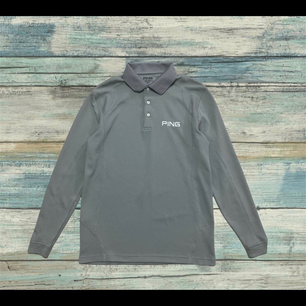 MENS MEDIUM Gray Ping Preformance Golf Collared Polo Shirt